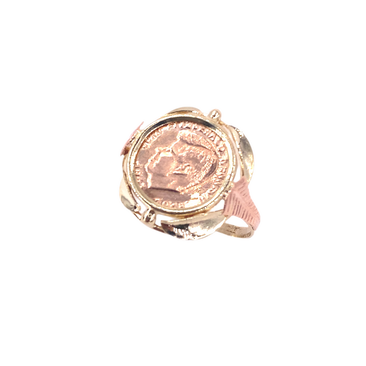 Women’s 14ct Yellow Gold Kennedy Head Cast Coin Ring - 2.1g