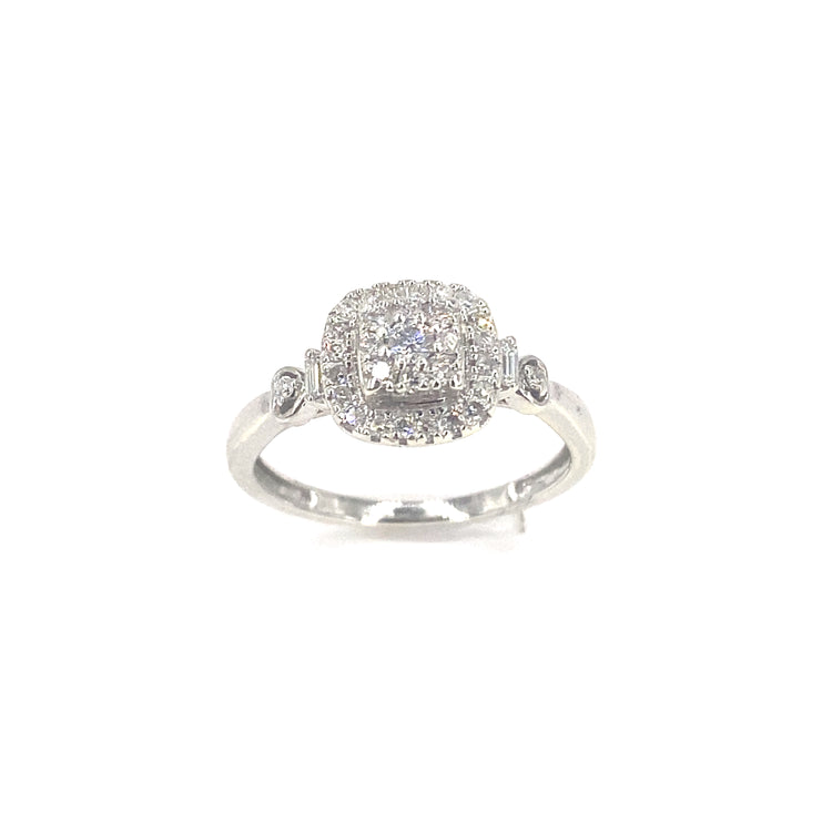 Women’s 9ct White Gold Art Deco Style Diamond Cluster Ring-0.50ct