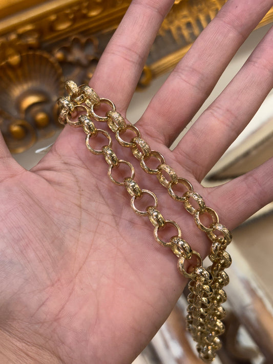 Men’s 9ct Intricate Yellow Gold Belcher Link Chain Necklace- 20” 1cm 54.7g