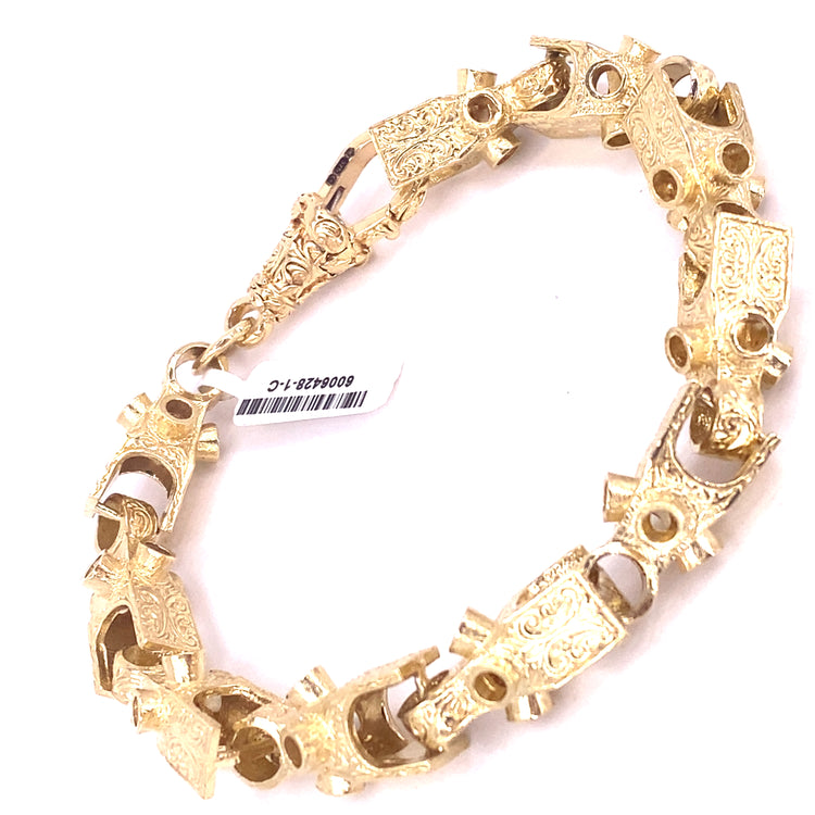 Men’s 9ct Yellow Gold Lego Link Bracelet - 22.4g