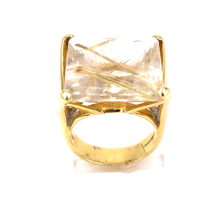 Women’s 18ct Yellow Gold Rutilated Quartz Designer Ring -