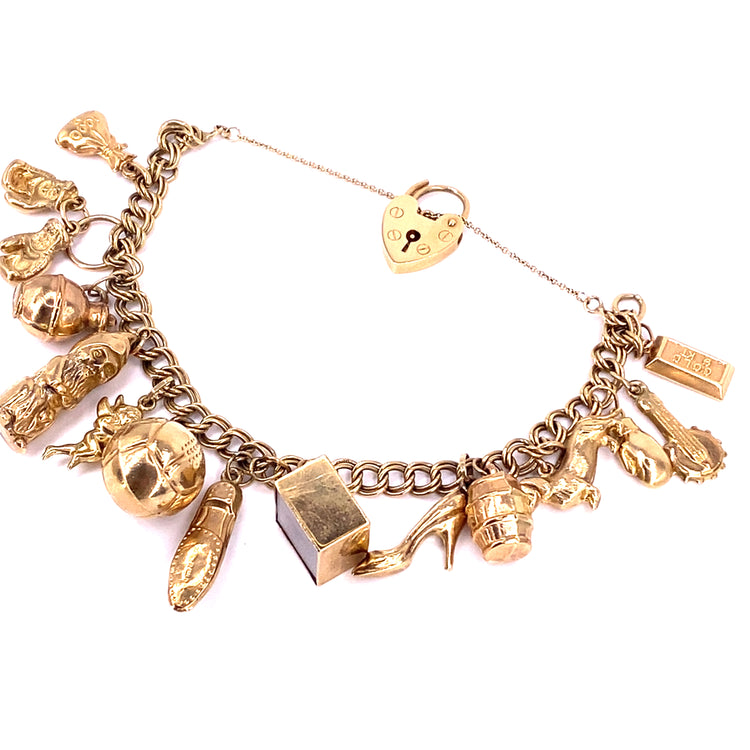 Women’s 9ct Yellow Gold Vintage Charm Bracelet - 25g