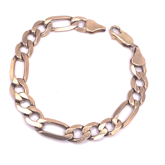 Men’s 9ct Yellow Gold Figaro Bracelet 17.3g 8”