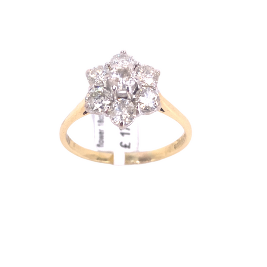 Women’s 18ct Yellow Gold Diamond Flower Cluster Ring - 1.5ct 4.3G