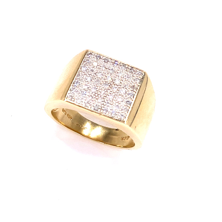 Men’s 9ct Yellow Gold Diamond Cluster Ring - 0.50ct