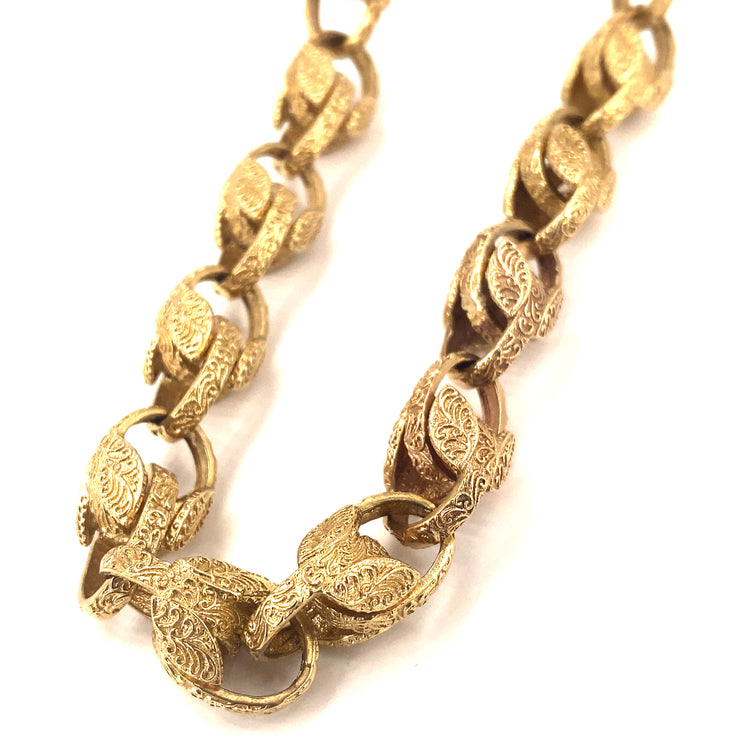 Men’s 9ct Yellow Gold Engraved Tulip Chain - 109.5g 30”