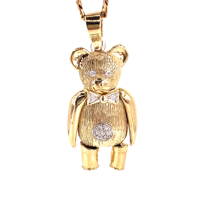 Unisex 9ct Yellow Gold Teddy Bear Pendant - 19g