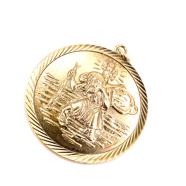 Unisex 9ct Yellow Gold St Christopher Pendant - 3.1g