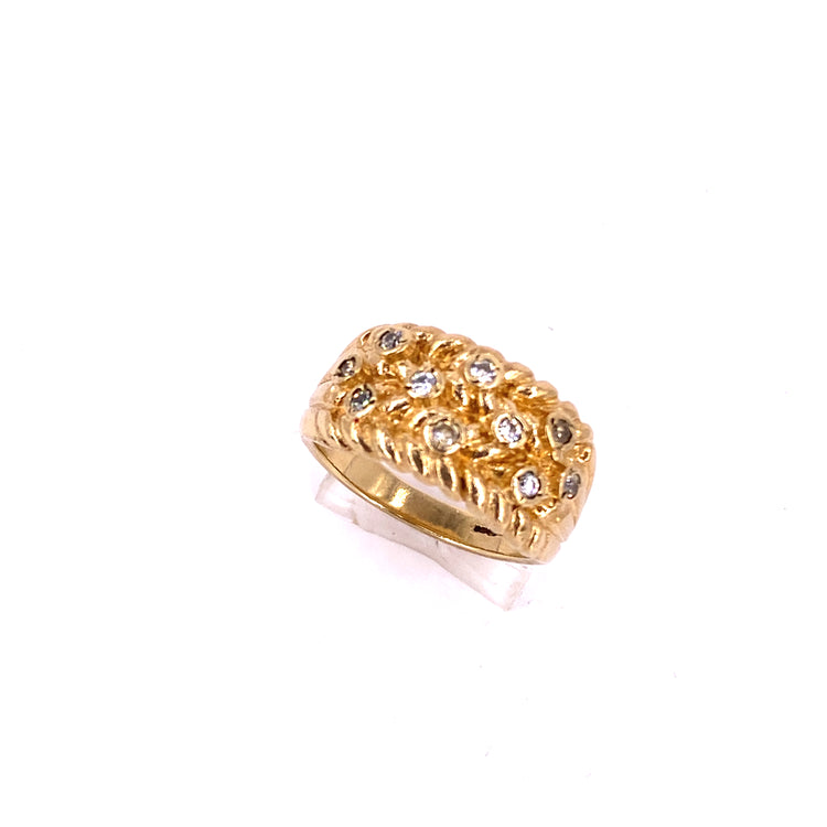 Men’s 9ct Yellow Gold Cz Keeper Ring - 12g