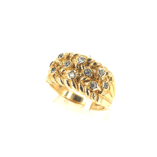Men’s 9ct Yellow Gold CZ Set Keeper Ring - 12.1g R