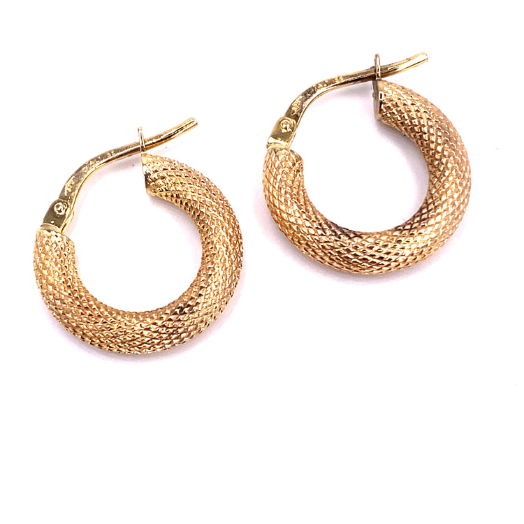 Women’s 9ct Yellow Gold Brushed Finish Hoops - 1g