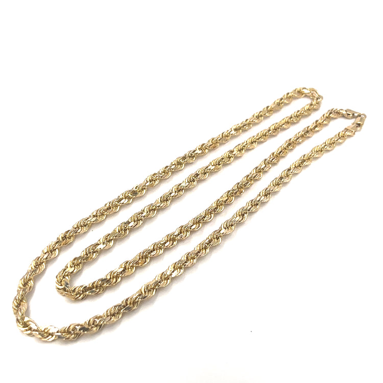 Men’s 9ct Yellow Gold Rope Chain - 25.7g 30’