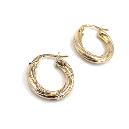 Women’s 9ct Yellow Gold polished finish twist hoops - 1.2g