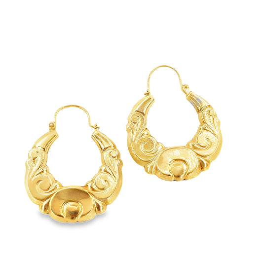 Women’s 9ct Yellow Gold Creole Hoop Earrings - 2.9g