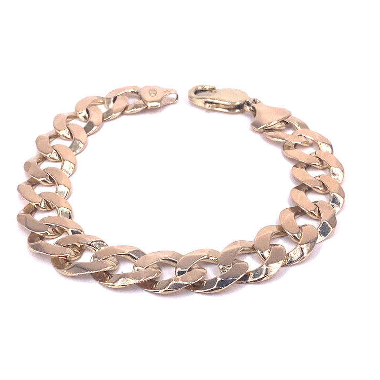 Men’s 9ct Tellow Gold Curb Bracelet- 26.9g 9”