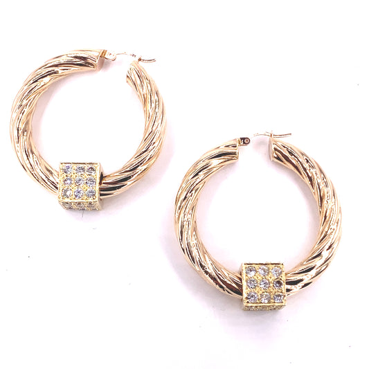 Women’s 9ct Yellow Gold Dice Hoops - 12.6g