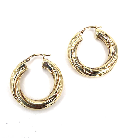 Women’s 9ct Yellow Gold Twist Hoops - Medium