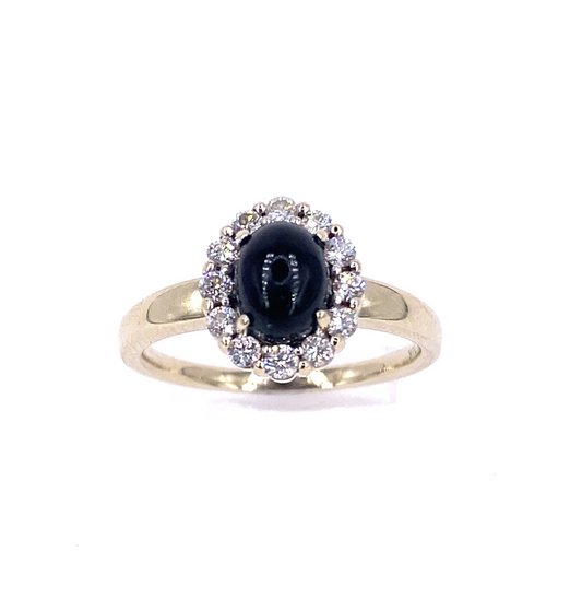 Women’s 18ct White Gold Diamond & Whitby Jet Ring