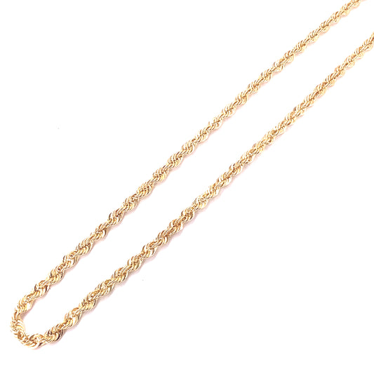 Mens 9ct Yellow Gold Rope Chain - 6.4g 20”