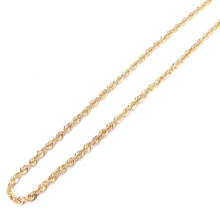 Mens 9ct Yellow Gold Rope Chain - 6.4g 20”