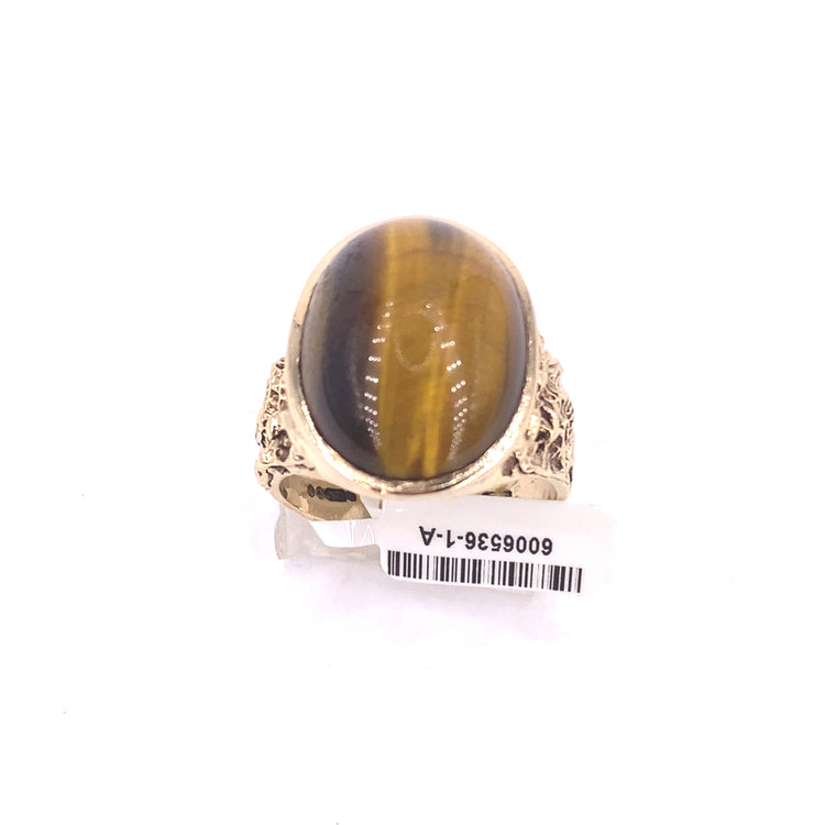 Mens 9ct Yellow Gold Vintage Tiger Eye Ring