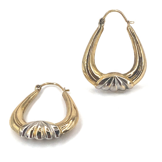 Women’s 9ct Yellow Gold Scalloped Vintage Hoop Earrings