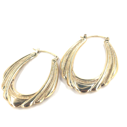 Women’s 9ct Yellow Gold Fancy Hoops Earrings - 2.1g