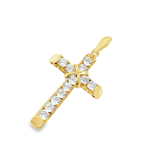 Women’s 9ct Yellow Gold CZ Cross - 6.7g 6cm