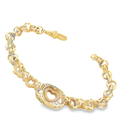 Women’s 9ct Yellow Gold Heart Link Braclet 18.6g