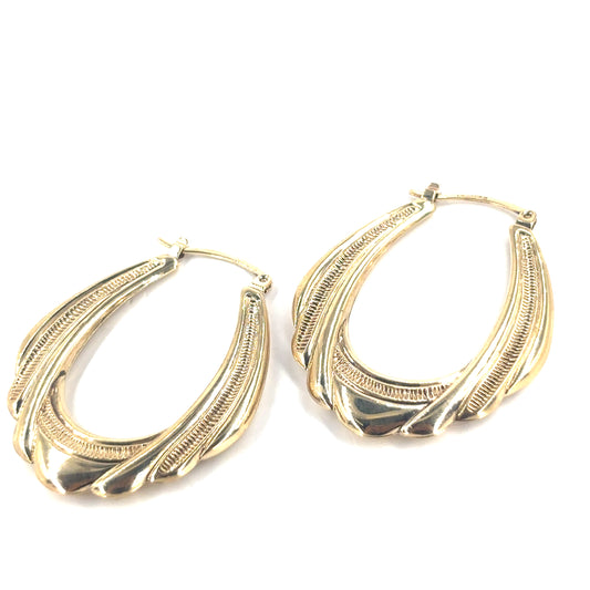 Women’s 9ct Yellow Gold Fancy Hoops Earrings - 2.1g