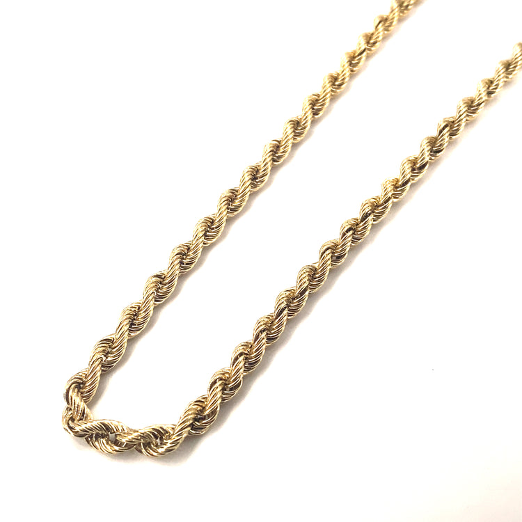 Men’s 9ct Yellow Gold Hollow Rope Chains - 10.7g 20”