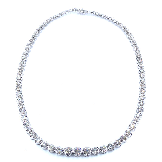 Women’s 18ct White Gold Graduated Diamond Tennis Necklace - 15.5cts