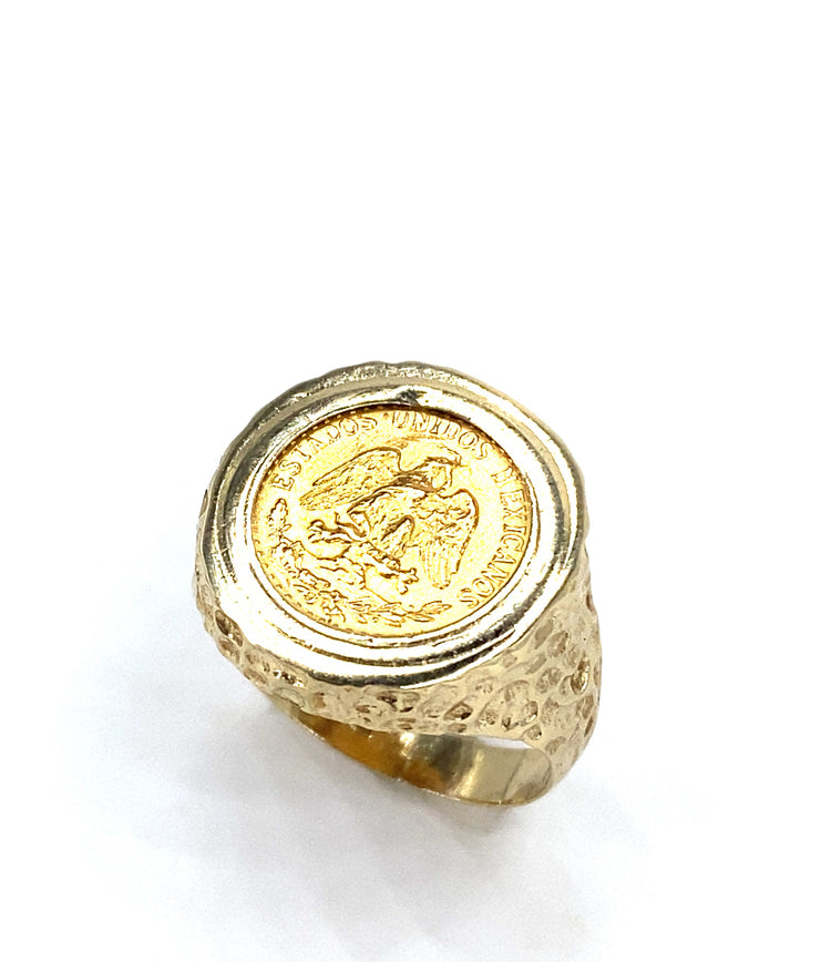 Men’s 9ct Yellow Gold ‘Dos Pesos’ Coin Ring - 4.6g 1945