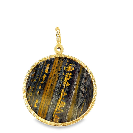 Women’s 9ct Yellow Gold Tiger’s Eye Pendant - 19g