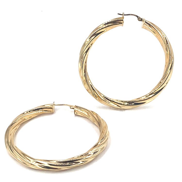 Women’s 9ct Yellow Gold Twist Hoops - Large