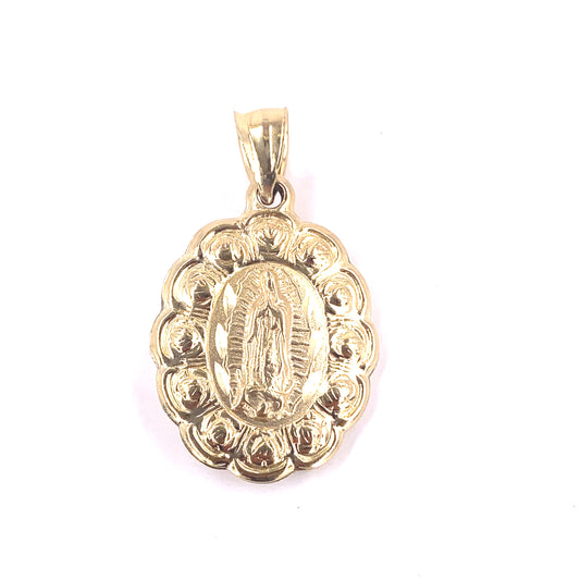 Unisex 9ct Yellow Gold Hollow Madonna Jesus Pendant - 3.5g