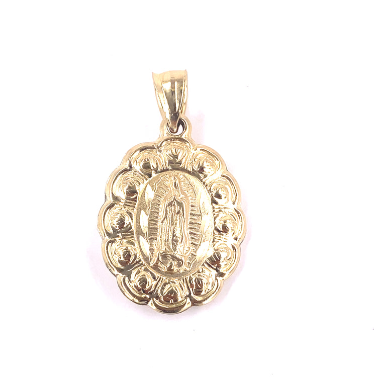 Unisex 9ct Yellow Gold Hollow Madonna Jesus Pendant - 3.5g