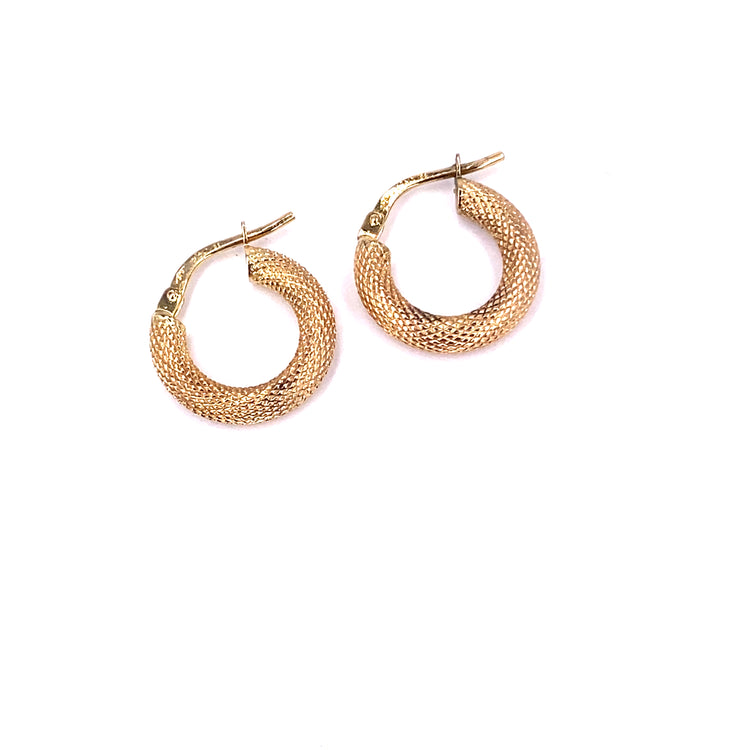 Women’s 9ct Yellow Gold Brushed Finish Hoops - 1g