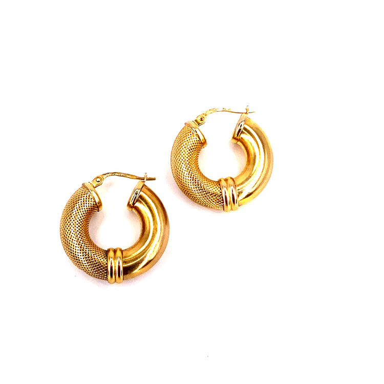 Women’s 9ct Yellow Gold Chunky Vintage European Hoops - 3.8g