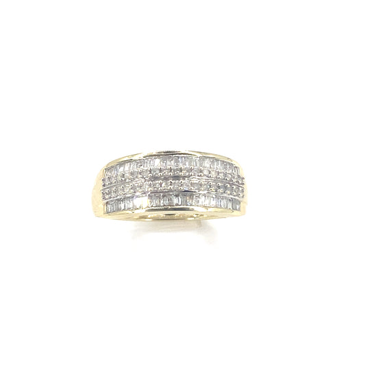 Women’s 9ct Yellow Gold Baguette & Brilliant Cut Diamond Half Eternity Ring-0.50ct