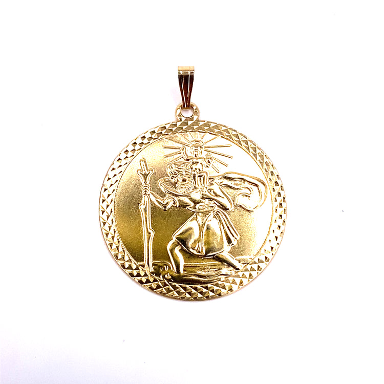 Unisex 9ct Yellow Gold  St Christopher Pendant - 3.7g