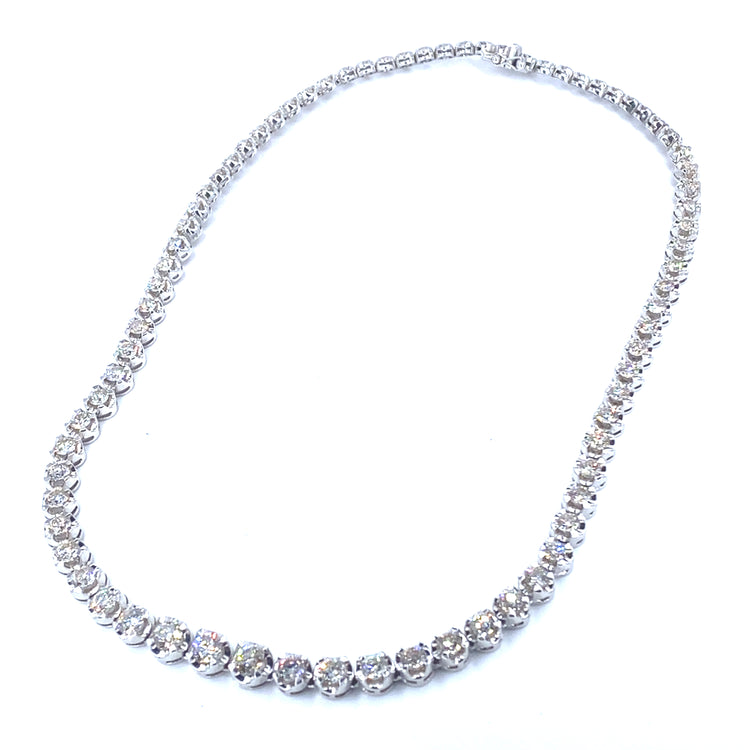 Women’s 18ct White Gold Graduated Diamond Tennis Necklace - 15.5cts