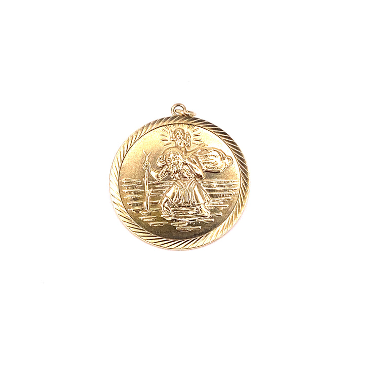 Unisex 9ct Yellow Gold St Christopher Pendant - 3.1g