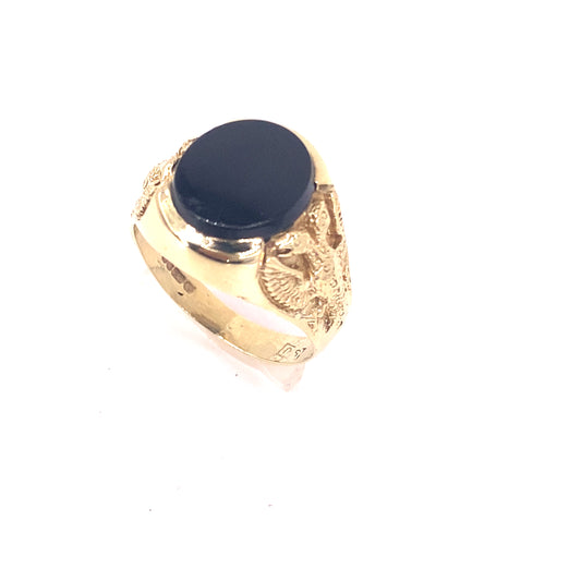 Men’s 9ct Yellow Gold Onyx Signet Ring - 6.8g