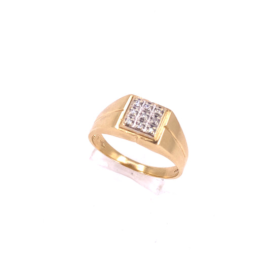 Men’s 9ct Yellow Gold Diamond Signet Ring - 4.4g 0.10ct