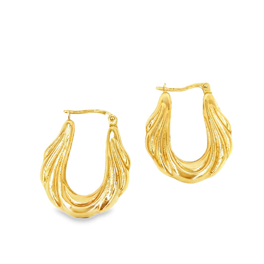 Women’s 9ct Yellow Gold Creole Hollow Hoop Earrings -2.9g
