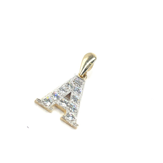 Women’s 9ct Yellow Gold CZ ‘A’ Pendant - 3G
