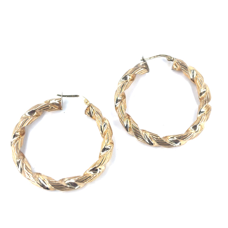 Women’s 9ct Yellow Gold Hollow Twist Hoops - 7g