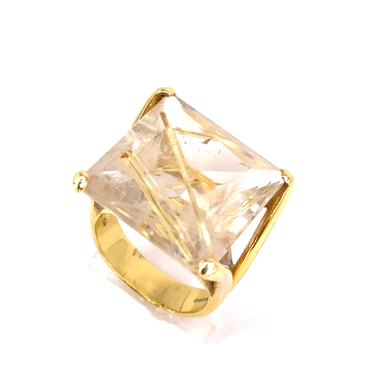 Women’s 18ct Yellow Gold Rutilated Quartz Designer Ring -