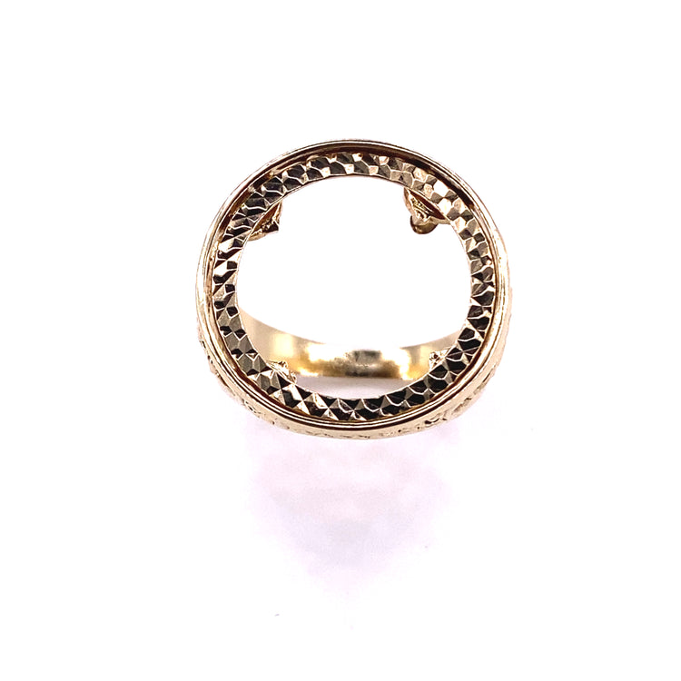 Men’s 9ct Yellow Gold Half Sov Mount Ring -5.3G